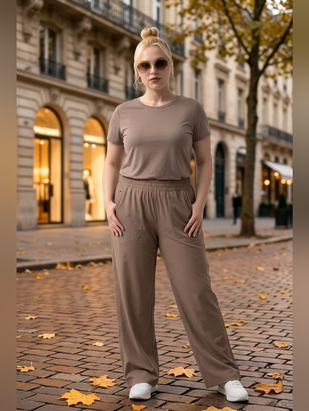 NWT Swift Mid-Rise Wide-Leg Pant, US 14, Taupe/Brown